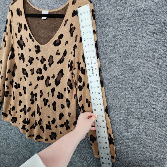 CHICOS Tan Leopard Animal Print Long Sleeve V-Neck Sweater SIZE 2 US LARGE - Picture 7 of 11